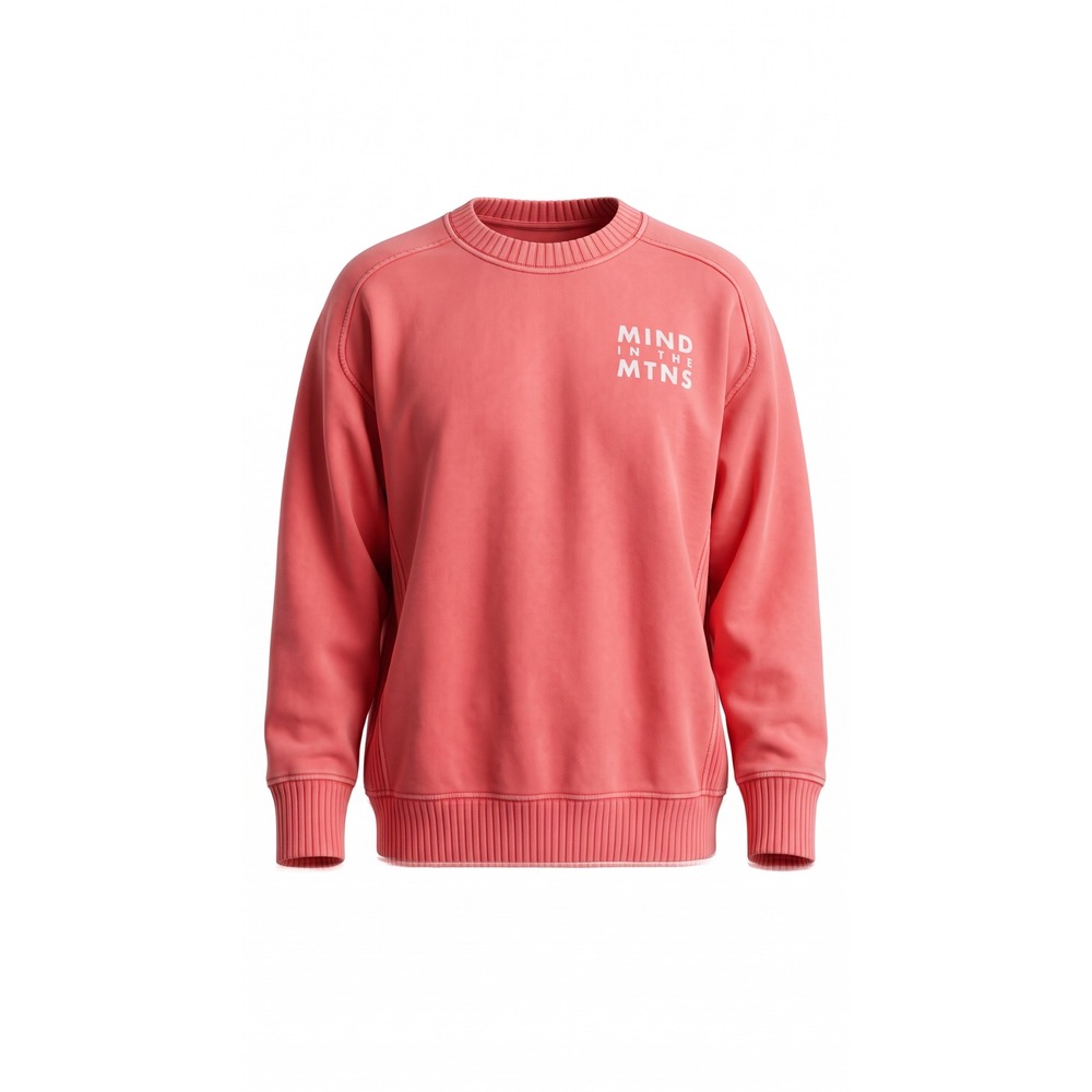 Aerie Mind In The Mtns Coral Pink Ribbed Crewneck Sweatshirt Medium